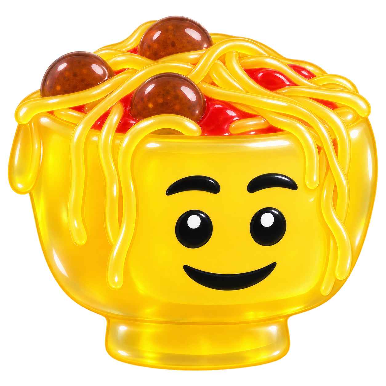 Smiling spaghetti jelly character