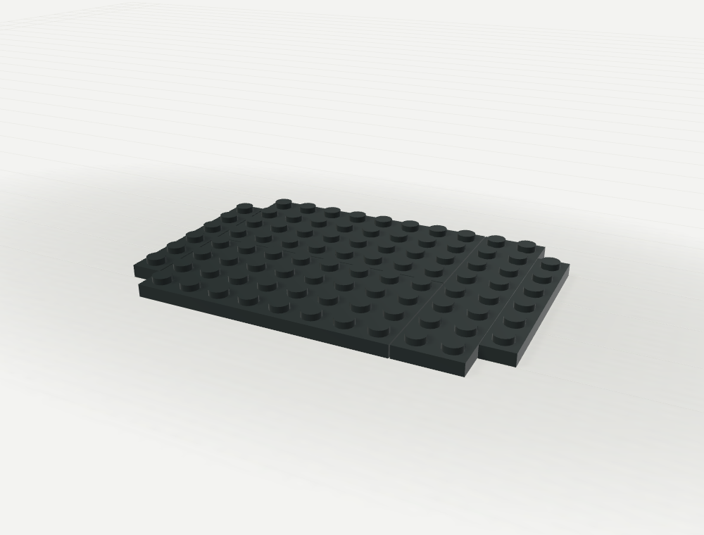 Step 1: A sturdy little foot. New parts in color, previously placed parts in gray.