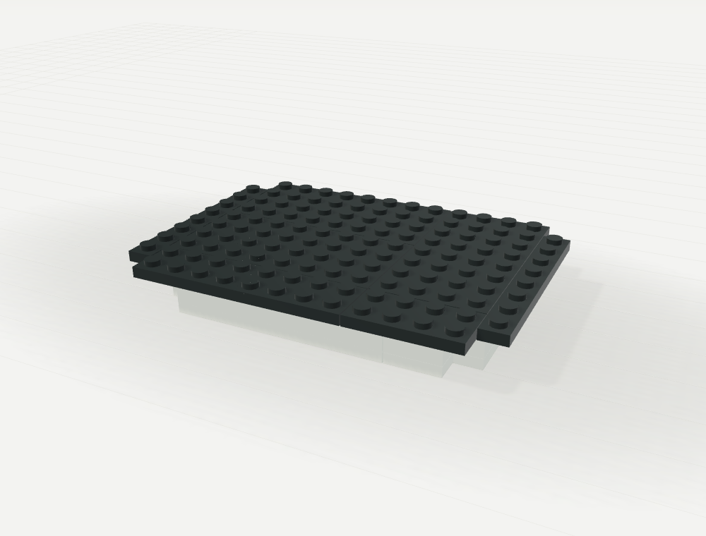 Step 3: Outline the base. New parts in color, previously placed parts in gray.