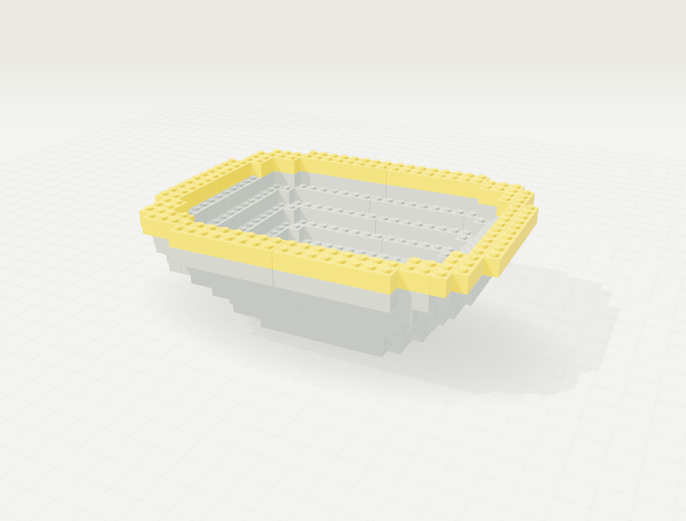 Step 10: Shape the bowl · layer 6. New parts in color, previously placed parts in gray.