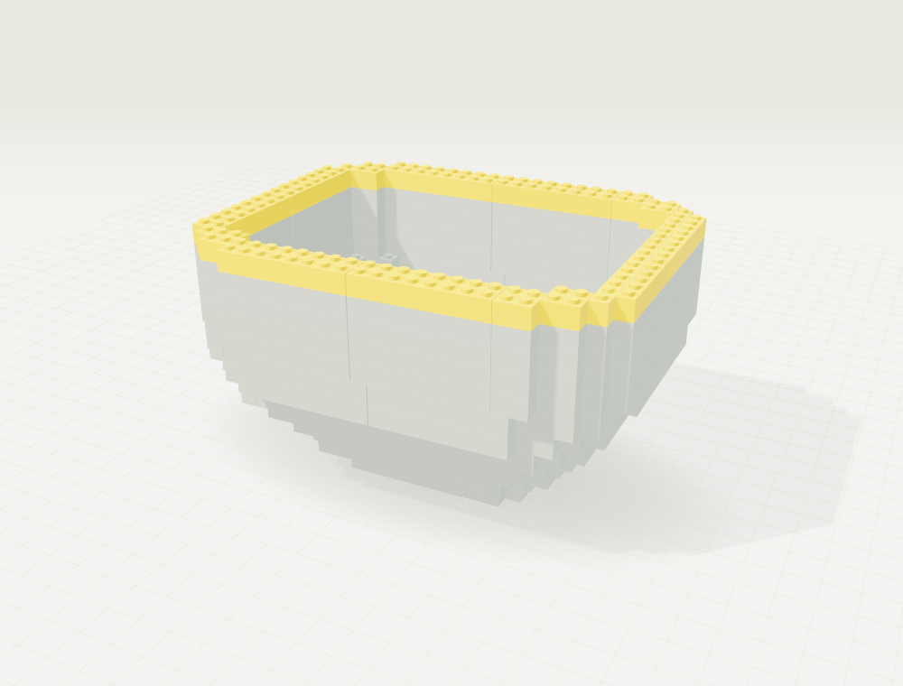 Step 15: Finish the upper wall. New parts in color, previously placed parts in gray.